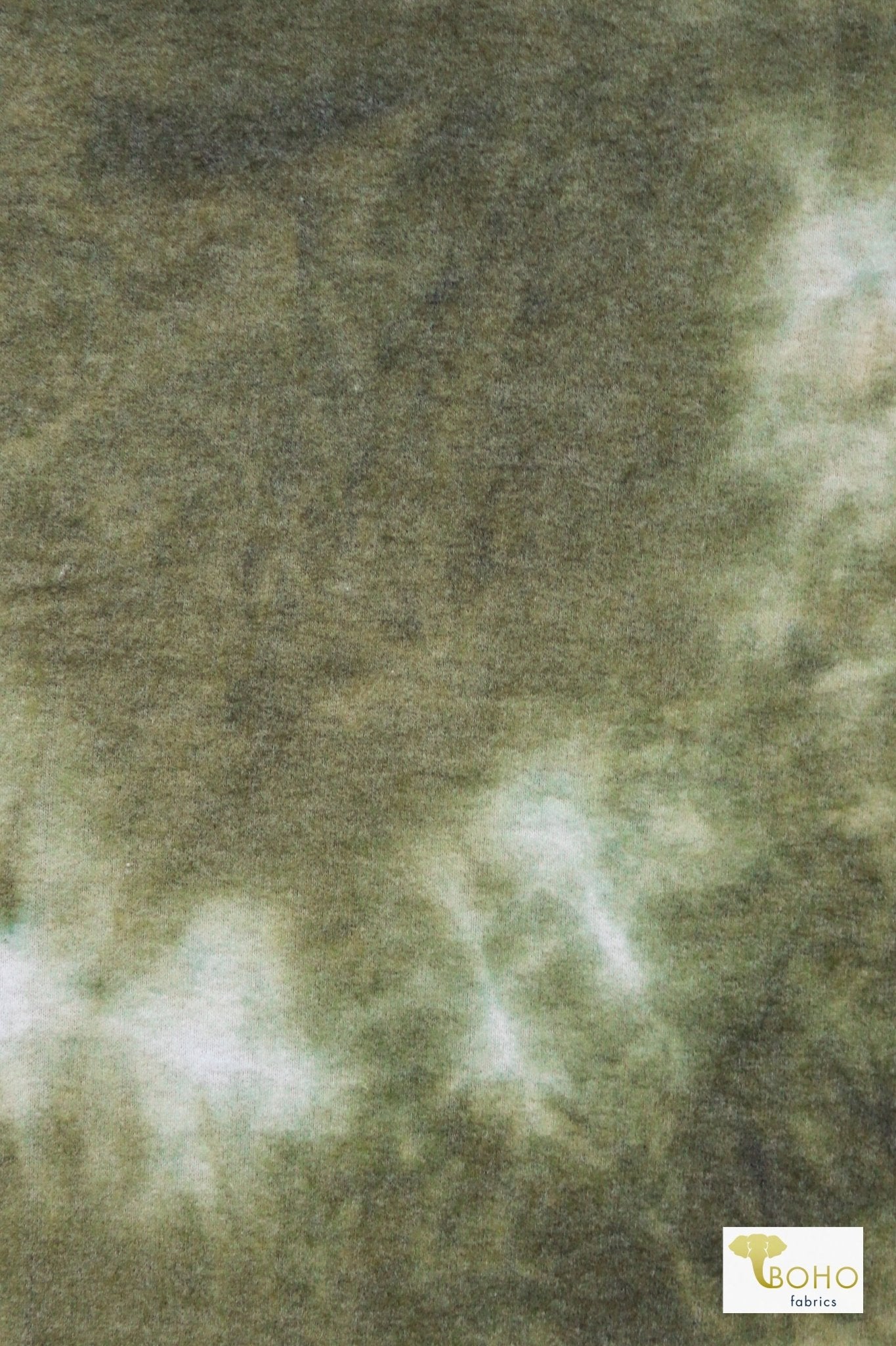 Green Tie Dye, Brushed Printed Sweater Knit Fabric - Boho Fabrics - Sweater Prints, Knit Fabric