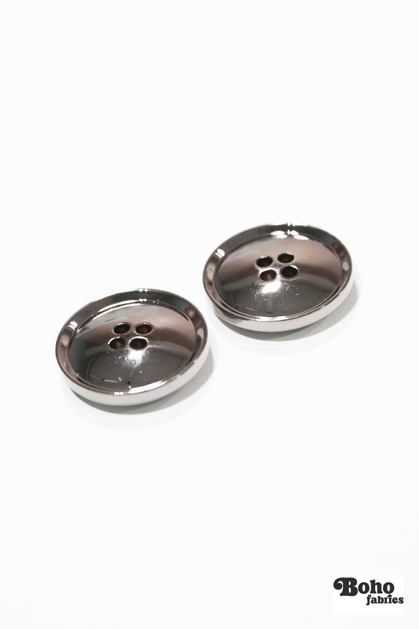 Gunmetal 4-Hole Plastic Buttons. 32L (20mm 13/16"), 36L (23mm / 7/8"), 40L (25mm / 1") - Boho Fabrics - Buttons & Snaps