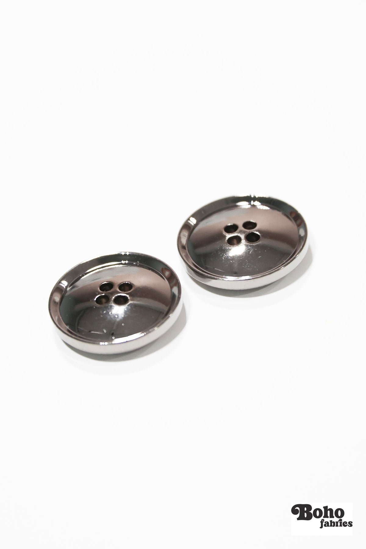 Gunmetal 4-Hole Plastic Buttons. 32L (20mm 13/16"), 36L (23mm / 7/8"), 40L (25mm / 1") - Boho Fabrics - Buttons & Snaps