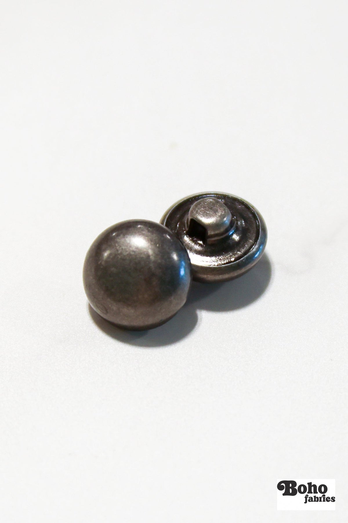 Gunmetal Dome Metal Shank Buttons. 18L (11.5mm / 7/16") - Boho Fabrics - Buttons & Snaps
