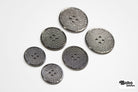 Gunmetal Grid 4-Hole Plastic Button. 32L (20mm 13/16"), 40L (25mm / 1"), 48L (30mm / 1 3/16") - Boho Fabrics - Buttons & Snaps