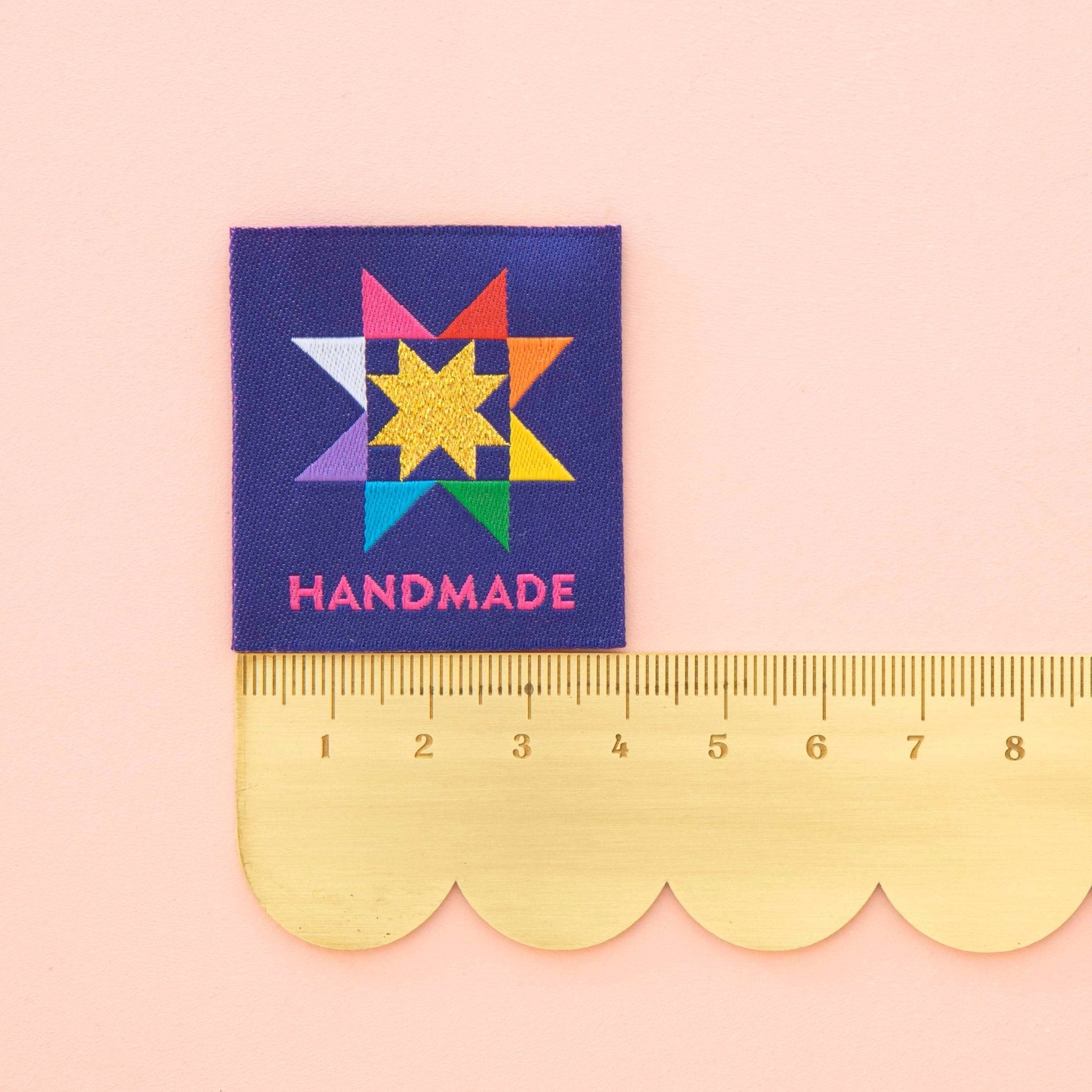 Handmade Quilt Star Large Woven Sewing and Quilting Labels - Boho Fabrics - 