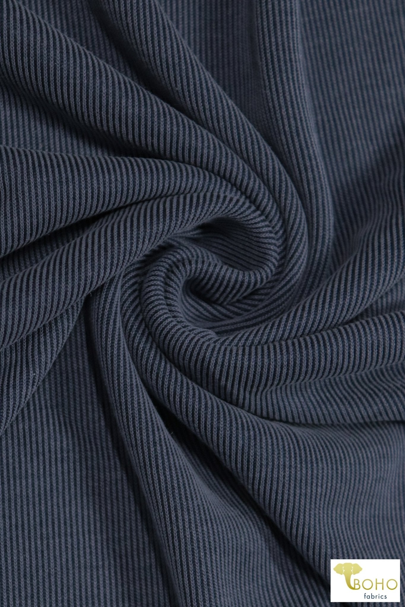 Harbor Blue, Cupro Rib Knit. CUP.R-112-BLU - Boho Fabrics