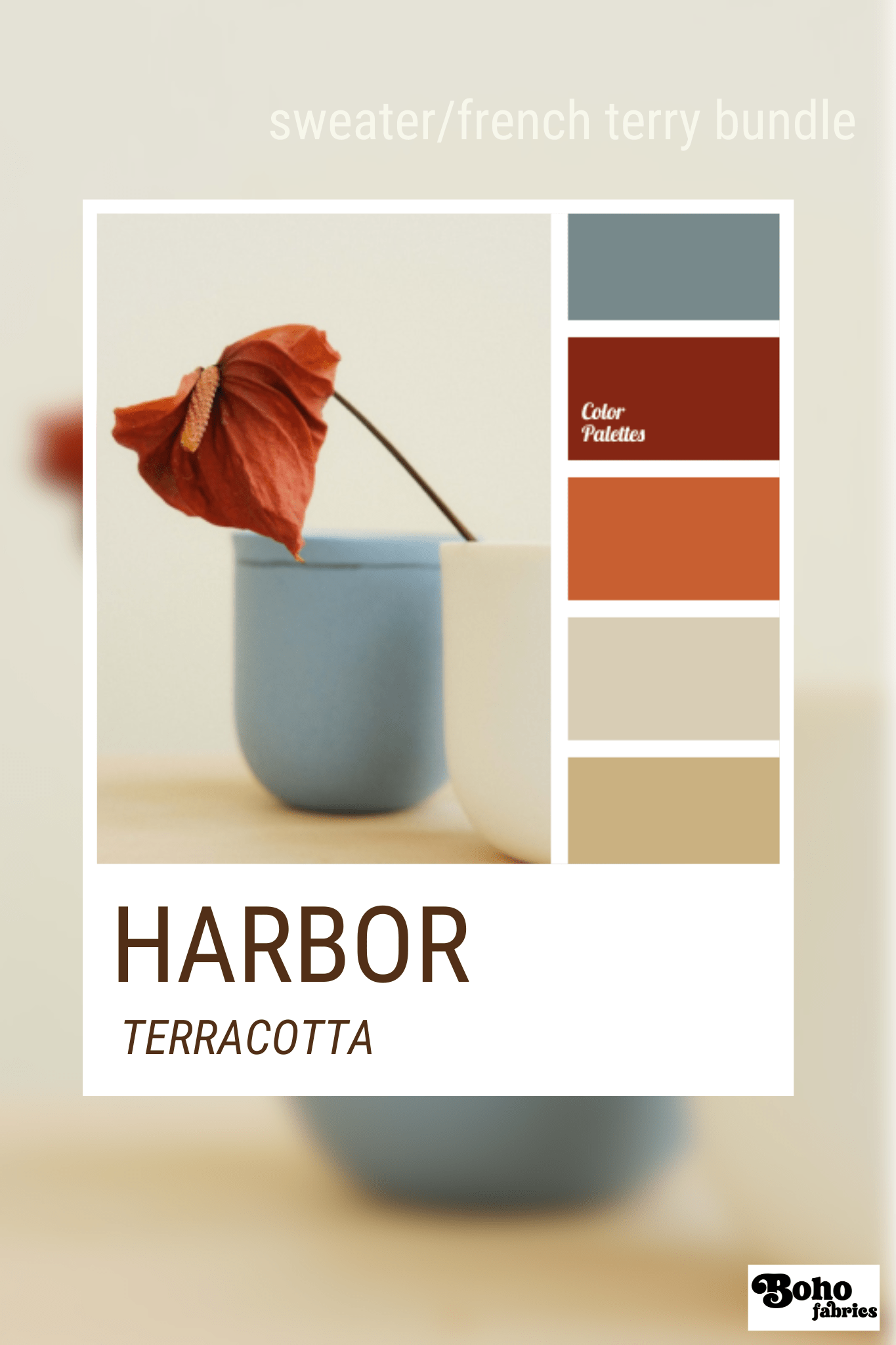 Harbor Terracotta, Sweater/French Terry Knit Palette Bundle - Boho Fabrics - Fabric Bundles
