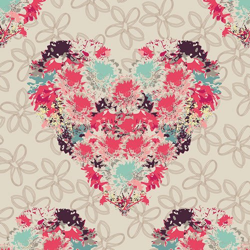 Heart Fields Always, Heart Melodies Collection. Art Gallery Cotton Woven Fabric. Wide Bolt, Sold by the Half Yard! - Boho Fabrics