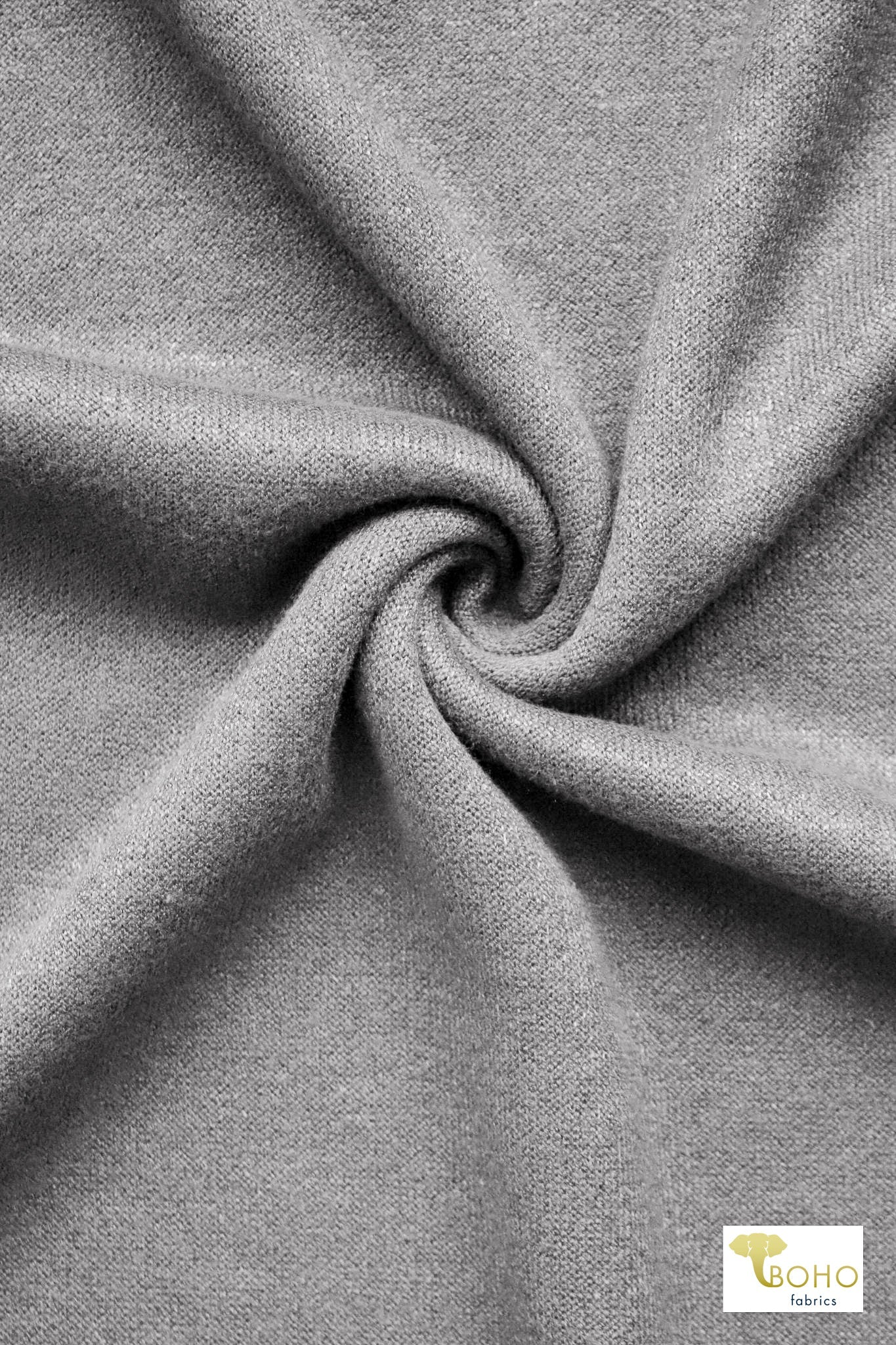 Heather Gray Solid, "Cashmere" Sweater Knit Fabric. (PRE - ORDER) - Boho Fabrics - Sweater Solids, Knit Fabric