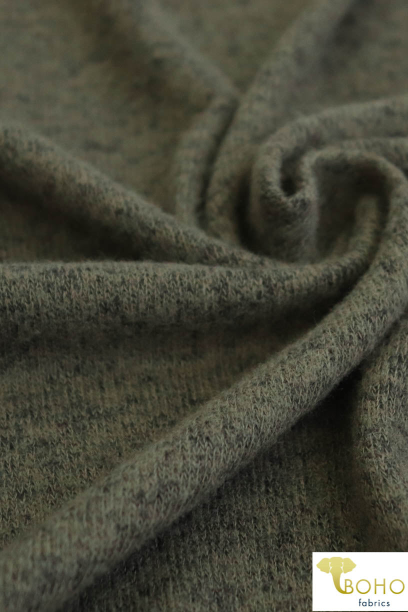 Heathered Olive Green. Brushed Tri Blend Sweater Knit. SWTR-122 - Boho Fabrics