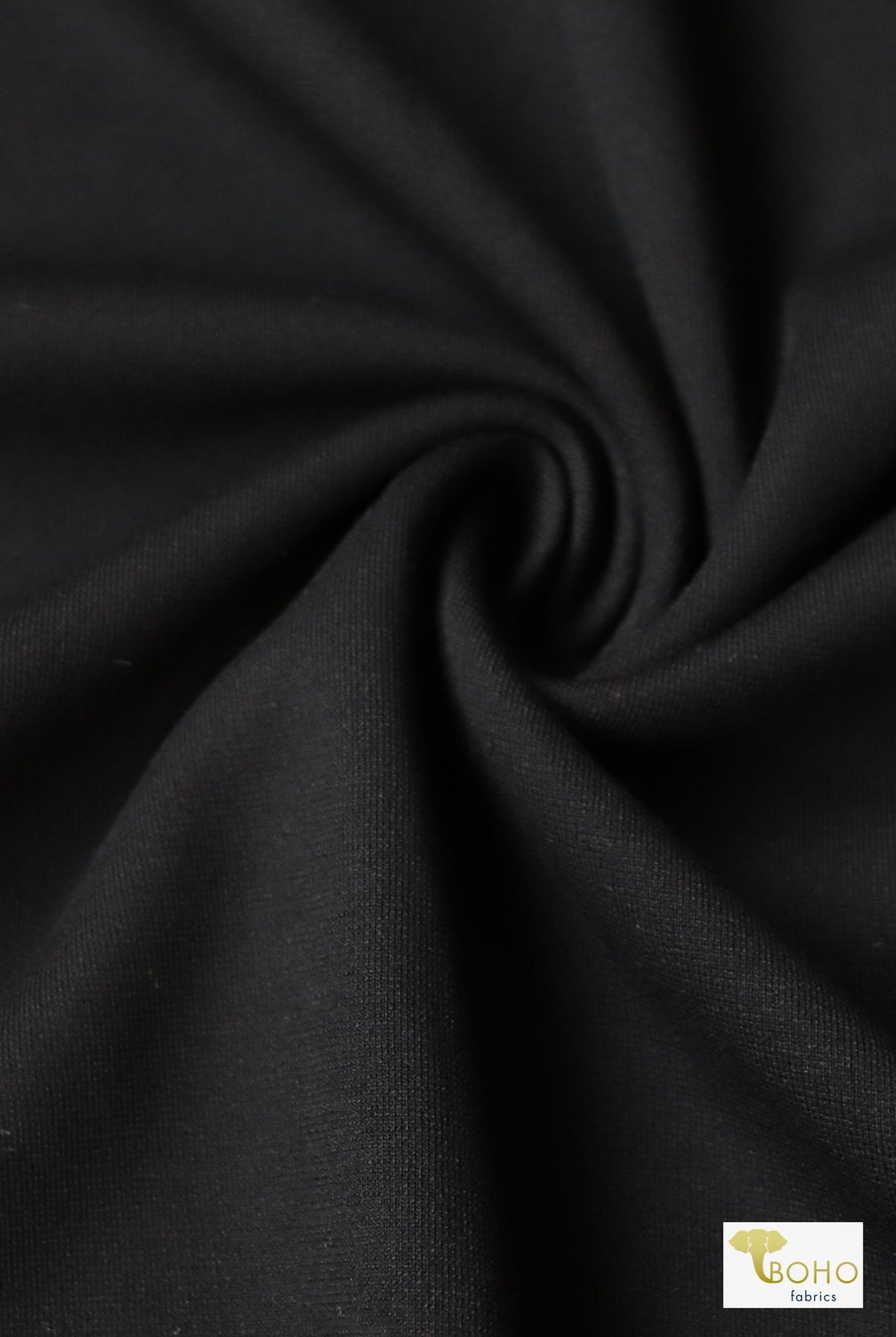 Heavy Black Ponte Knit. Designer - High Quality. - Boho Fabrics