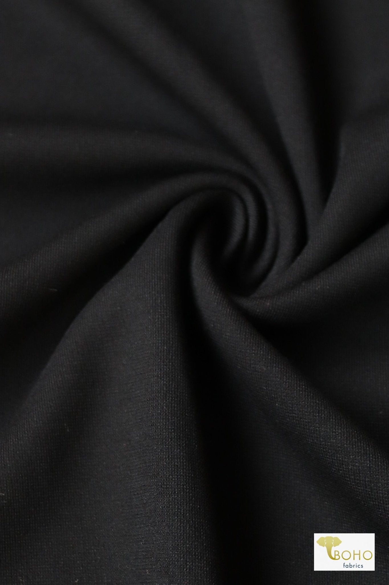 Heavy Black Ponte Knit. Designer - High Quality. - Boho Fabrics