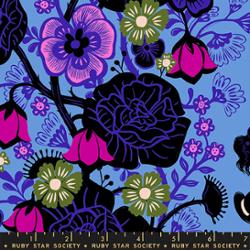 Hello Alice in Lindley Blue by Sarah Watts for Ruby Star Society – 100% Cotton Fabric – RS2121 14 - Boho Fabrics - Quilting Cotton, Woven