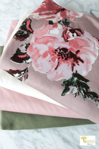 08/15/2023 Fabric Happy Hour! Dusty Pink Peonies, Knit Bundle. READY TO SHIP!