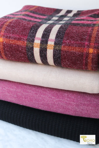 11/03/2023 Fabric Happy Hour! Raspberry Plaid, Sweater Knit Bundle. READY TO SHIP!