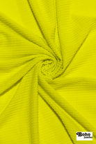 Highlighter Yellow, Power Grid Fleece by Polartec. Performance Knit Fabric - Boho Fabrics - Performance Fabrics