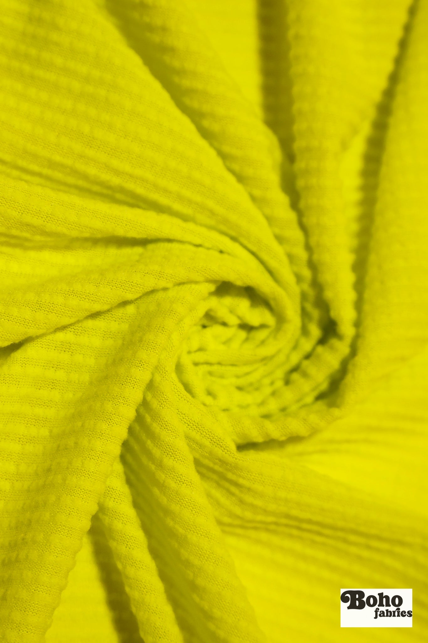 Highlighter Yellow, Power Grid Fleece by Polartec. Performance Knit Fabric - Boho Fabrics - Performance Fabrics