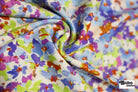 Hillside Posies in Bluebell. Rayon Slub Stretch Woven Fabric - Linen Look - Boho Fabrics - Stretch Woven Fabric