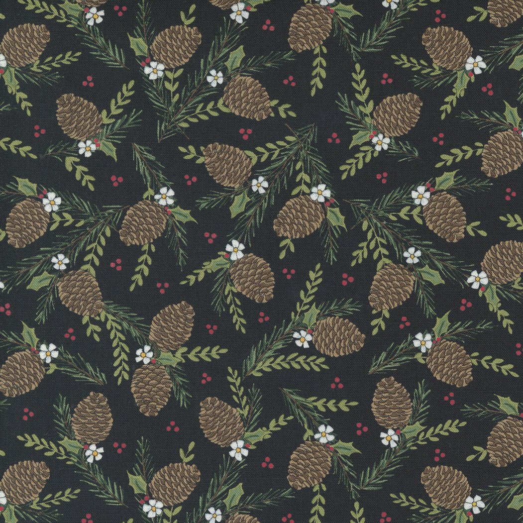 Holly Berry Tree Farm in Black by Moda - 100% Cotton Quilting Fabric - 56034 15 - Boho Fabrics - Quilting Cotton, Woven