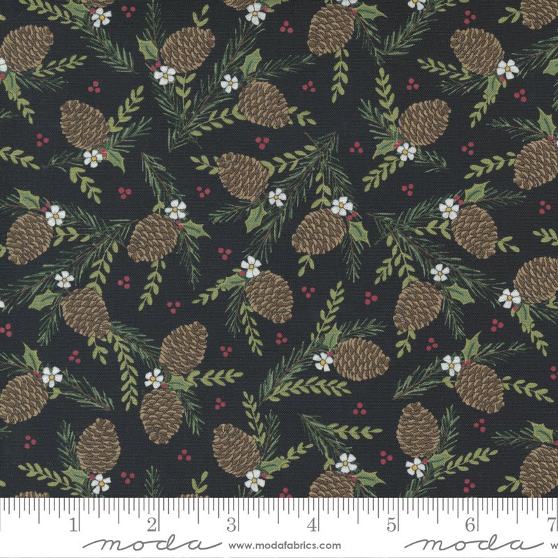 Holly Berry Tree Farm in Black by Moda - 100% Cotton Quilting Fabric - 56034 15 - Boho Fabrics - Quilting Cotton, Woven