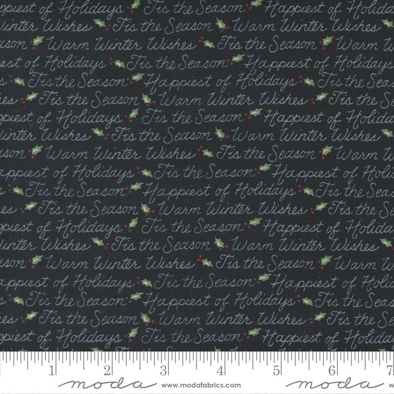 Holly Berry Tree Farm in Black by Moda - 100% Cotton Quilting Fabric - 56036 15 - Boho Fabrics - Quilting Cotton, Woven
