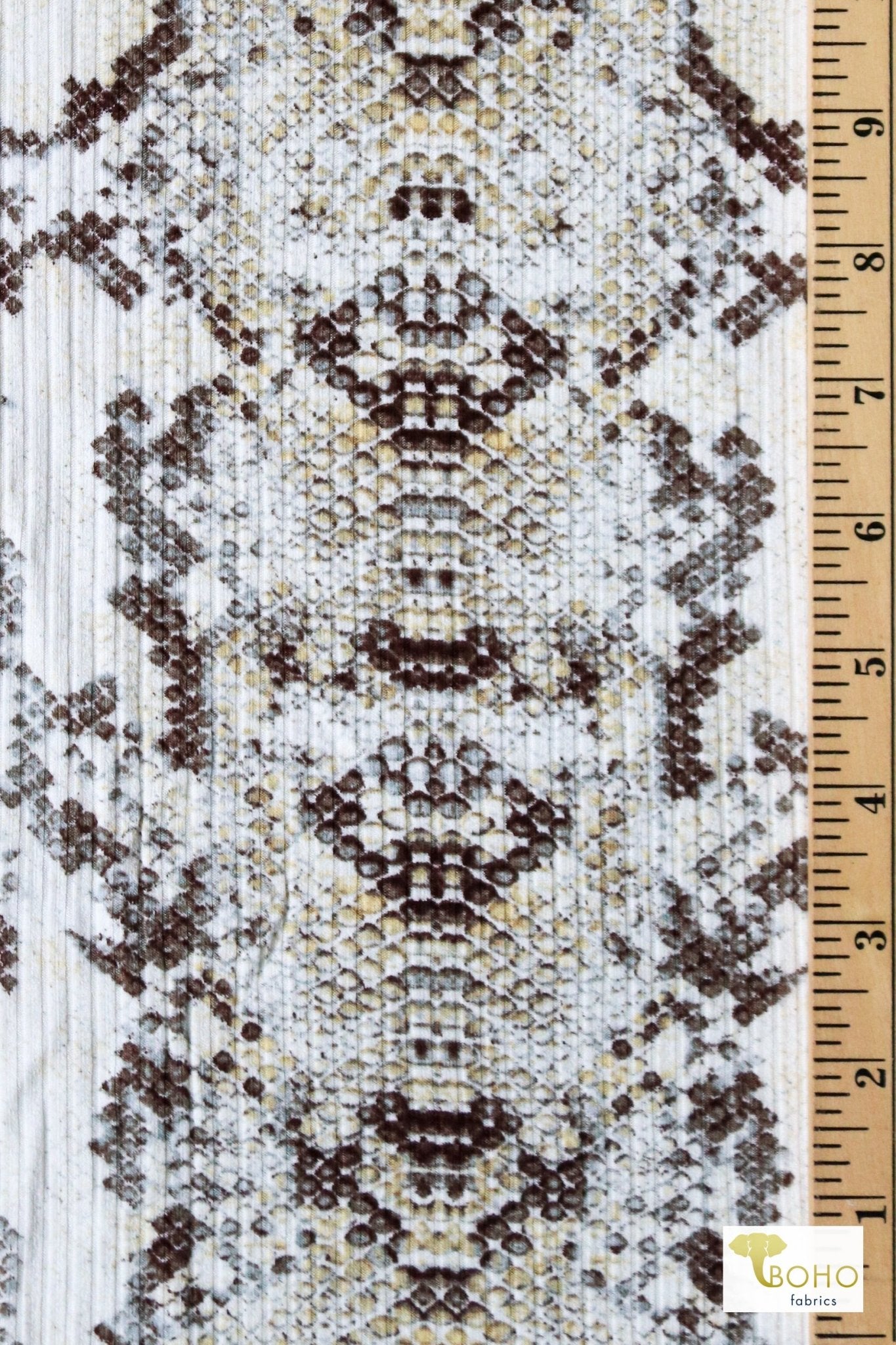 Honeybee Snake, Printed Rib Knit - Boho Fabrics