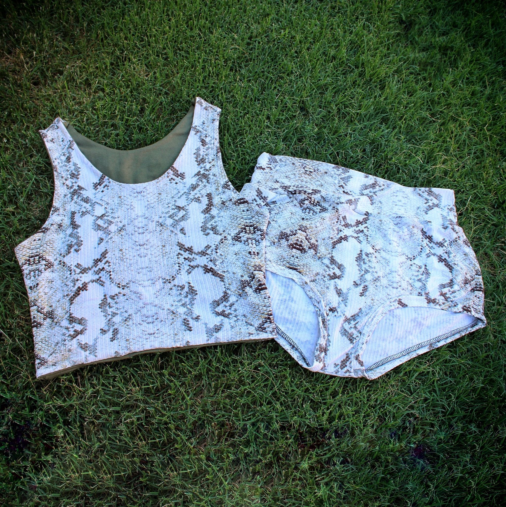 Honeybee Snake, Printed Rib Knit - Boho Fabrics - Rib Print, Knit Fabric