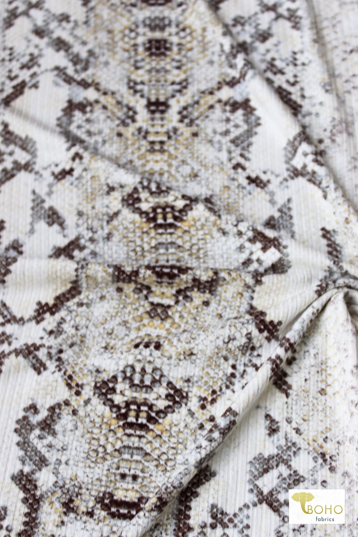 Honeybee Snake, Printed Rib Knit - Boho Fabrics