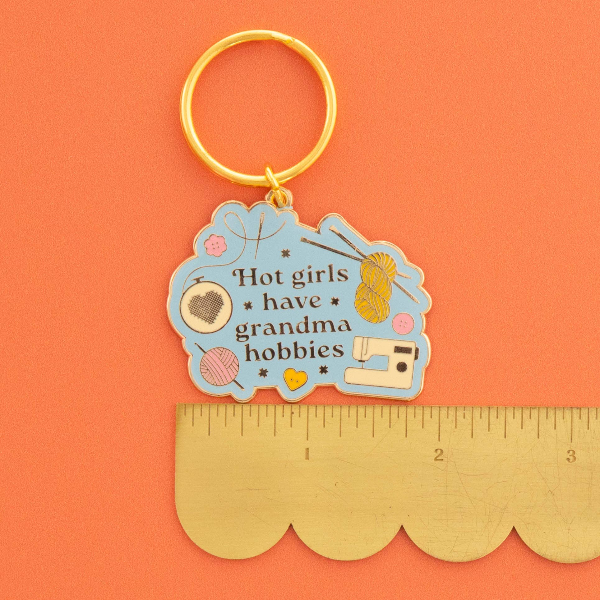 Hot Girls Have Grandma Hobbies Keychain - Boho Fabrics -