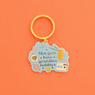 Hot Girls Have Grandma Hobbies Keychain - Boho Fabrics -
