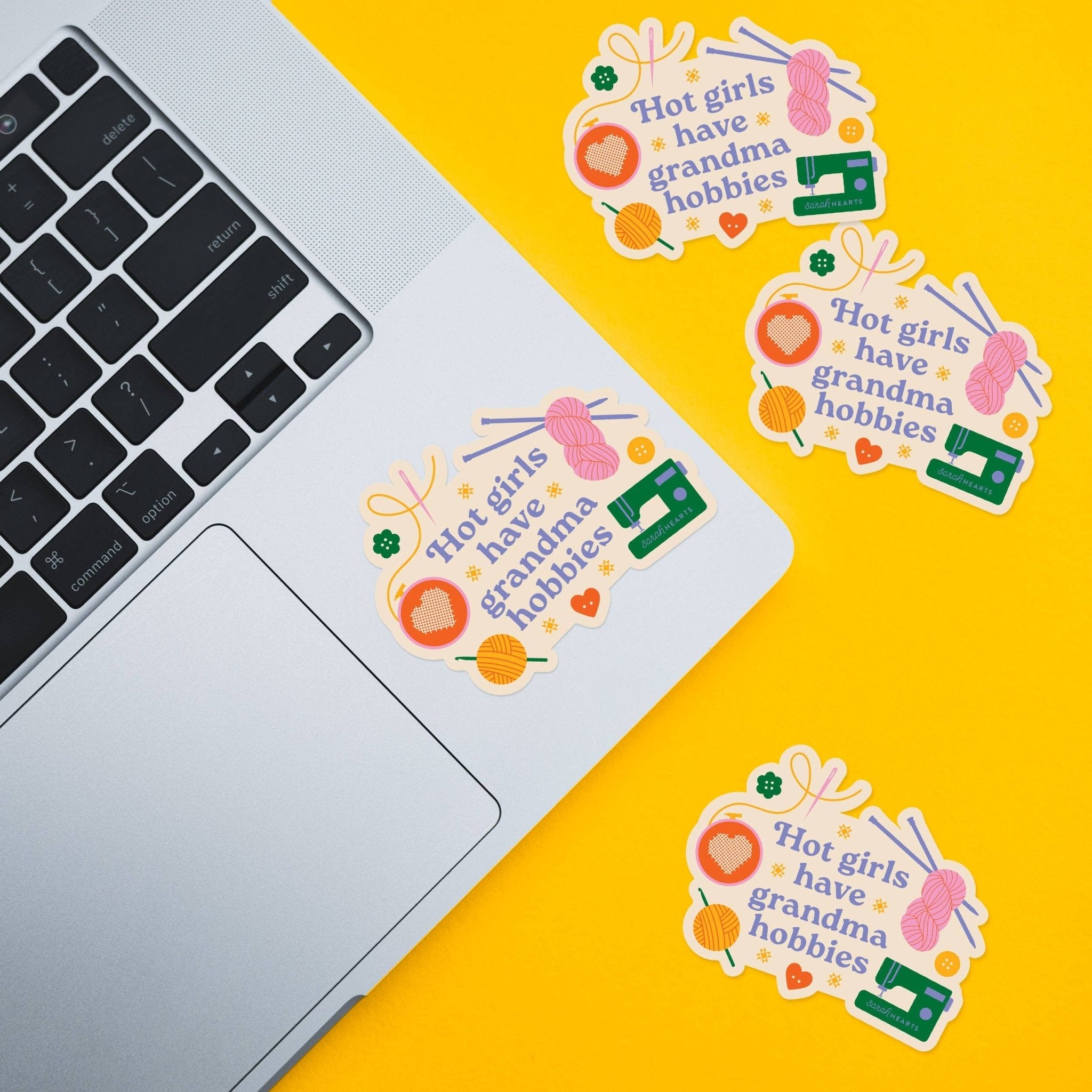 Hot Girls Have Grandma Hobbies Sticker - Vinyl Waterproof - Boho Fabrics - Stickers