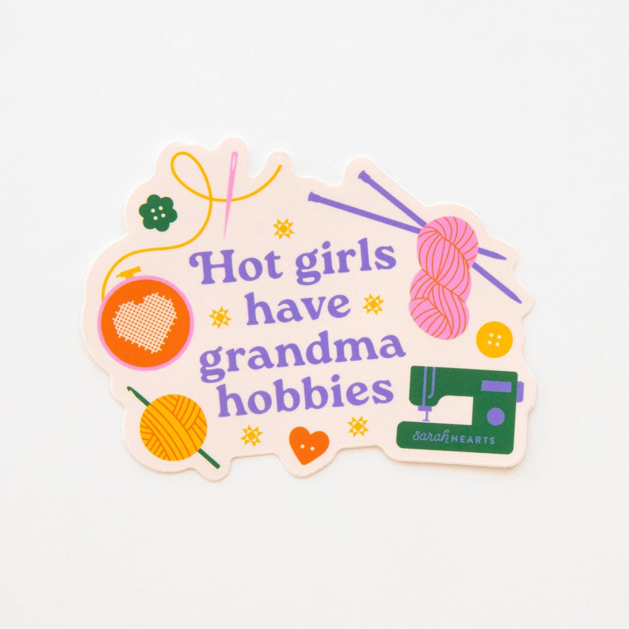 Hot Girls Have Grandma Hobbies Sticker - Vinyl Waterproof - Boho Fabrics - Stickers
