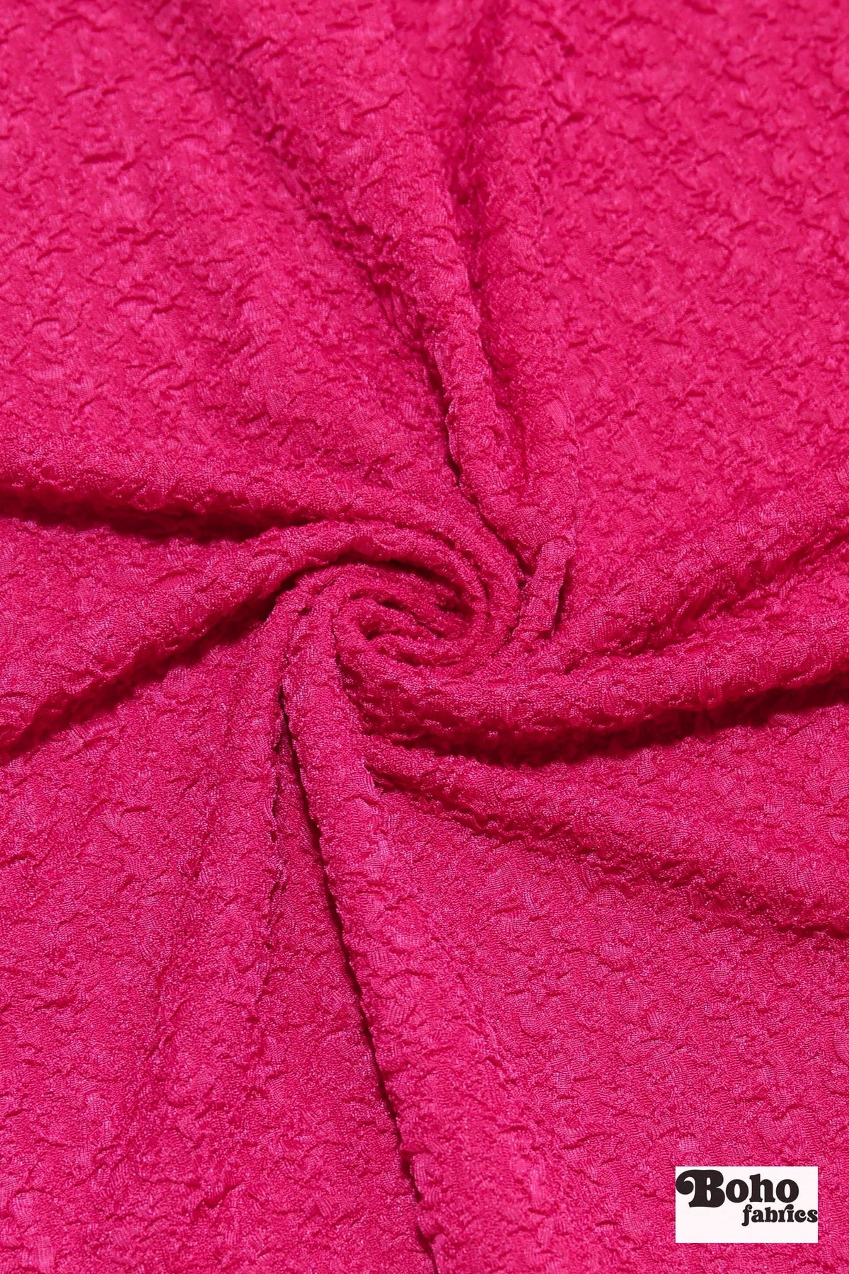 Hot Pink Textured Crinkle Knit Fabric. Special Occasion. - Boho Fabrics - Special Occasion Fabric