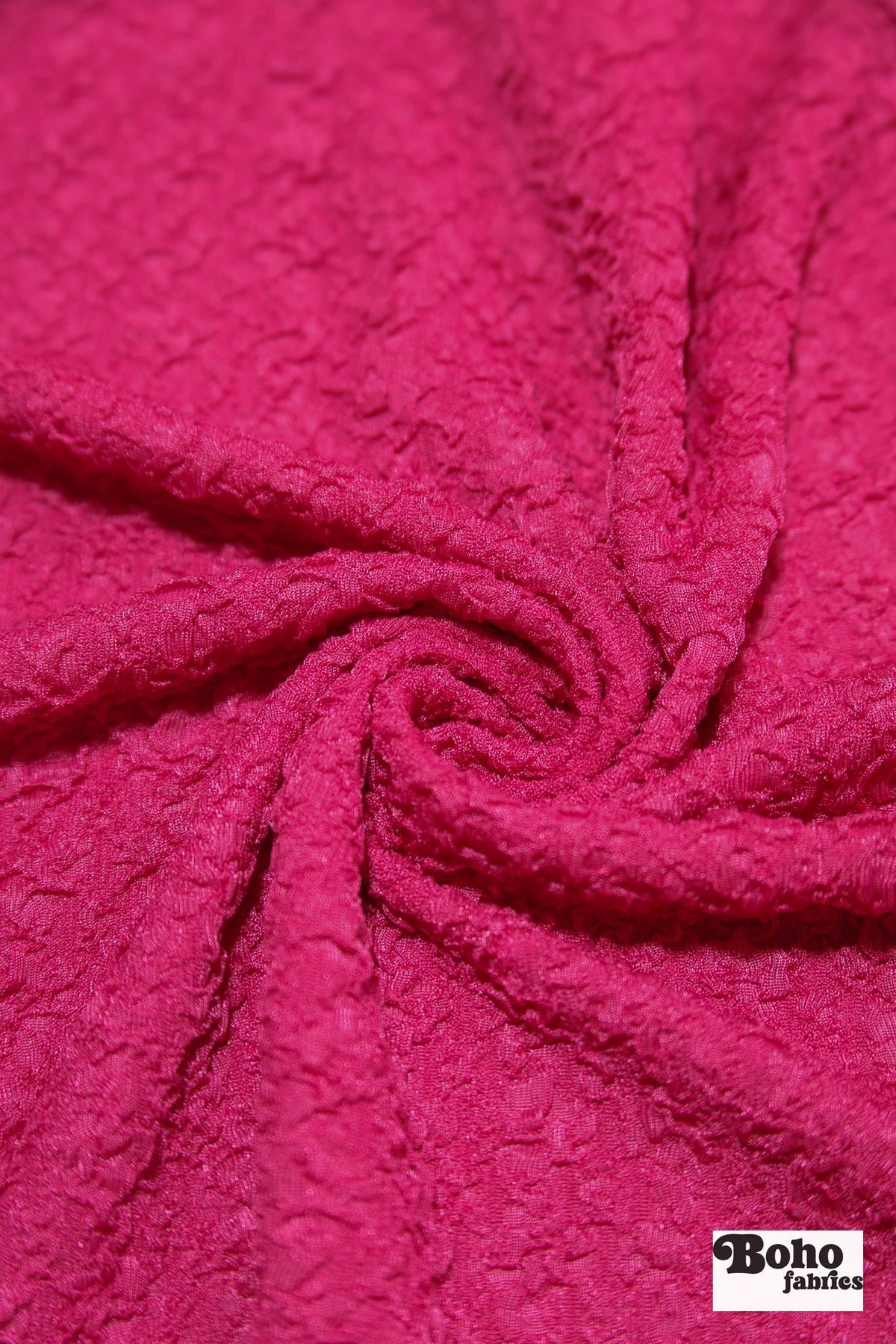 Hot Pink Textured Crinkle Knit Fabric. Special Occasion. - Boho Fabrics - Special Occasion Fabric