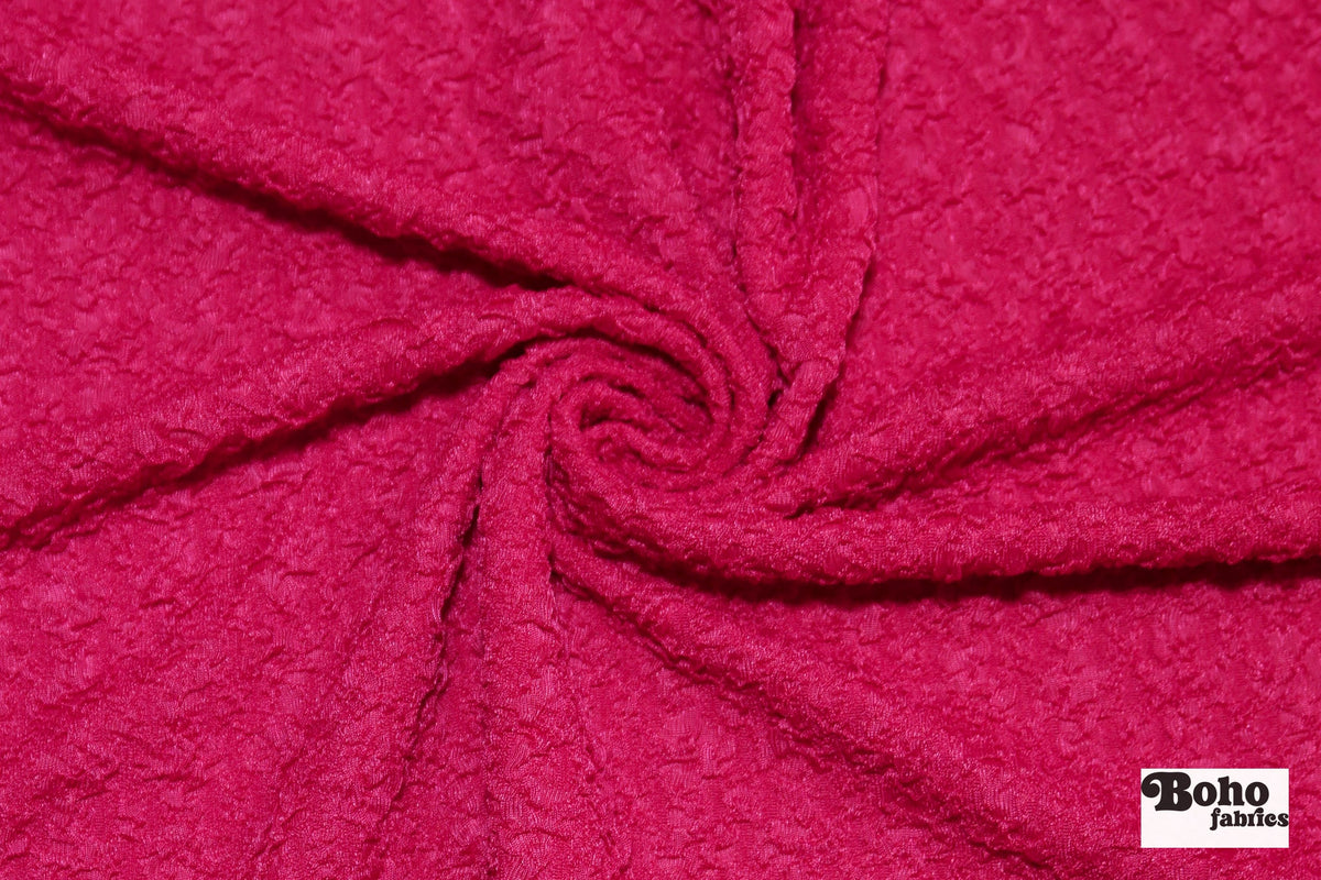 Hot Pink Textured Crinkle Knit Fabric. Special Occasion. - Boho Fabrics - Special Occasion Fabric