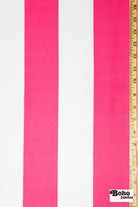 Hot Pink & White, 3" Wide Striped Canvas Woven Fabric - Boho Fabrics - Canvas Fabric