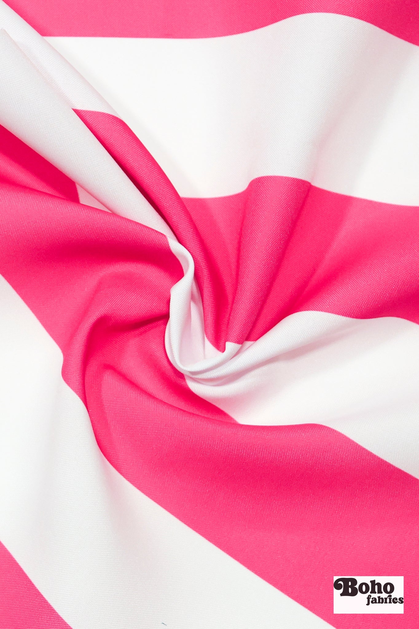 Hot Pink & White, 3" Wide Striped Canvas Woven Fabric - Boho Fabrics - Canvas Fabric