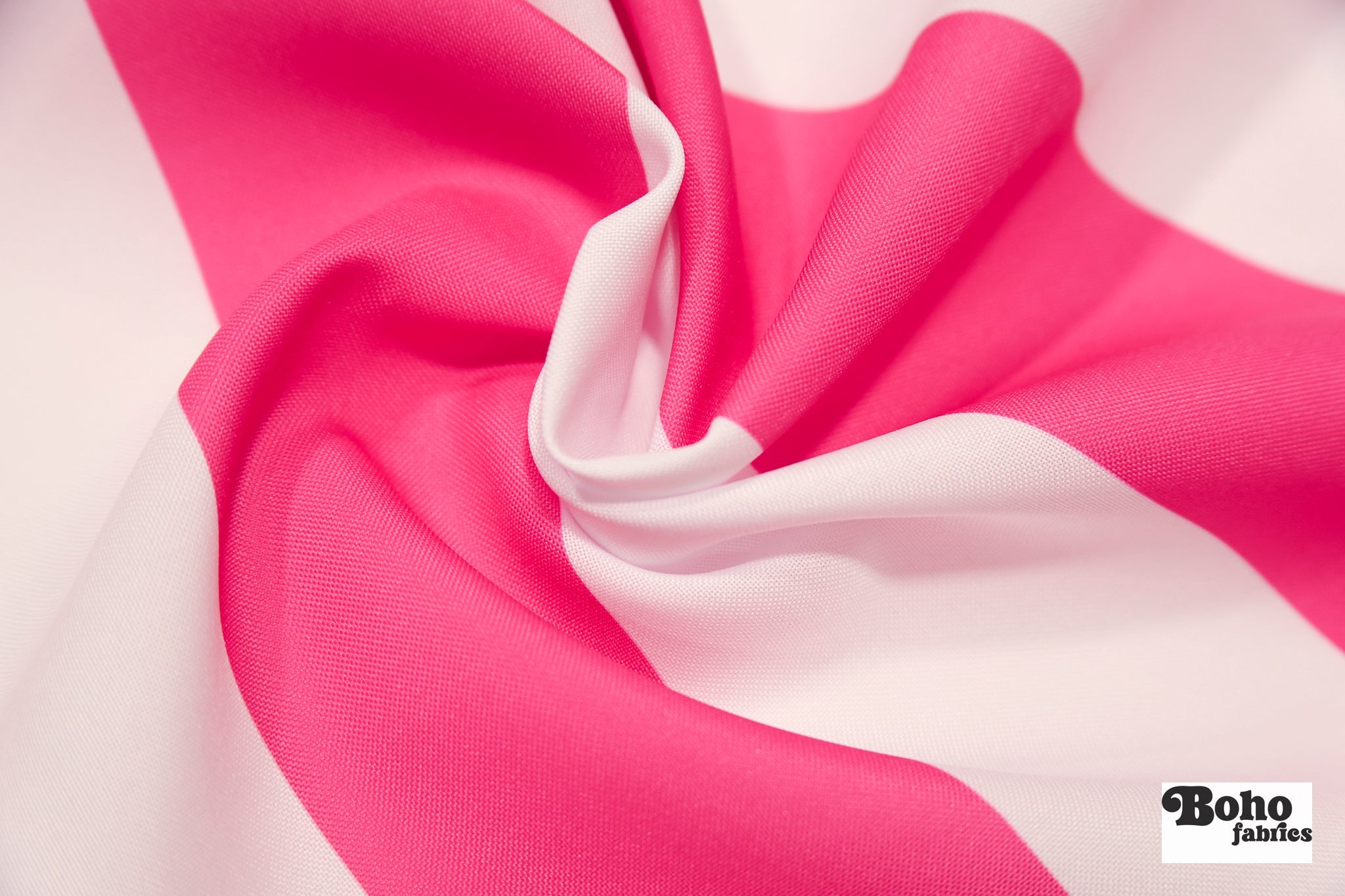 Hot Pink & White, 3" Wide Striped Canvas Woven Fabric - Boho Fabrics - Canvas Fabric