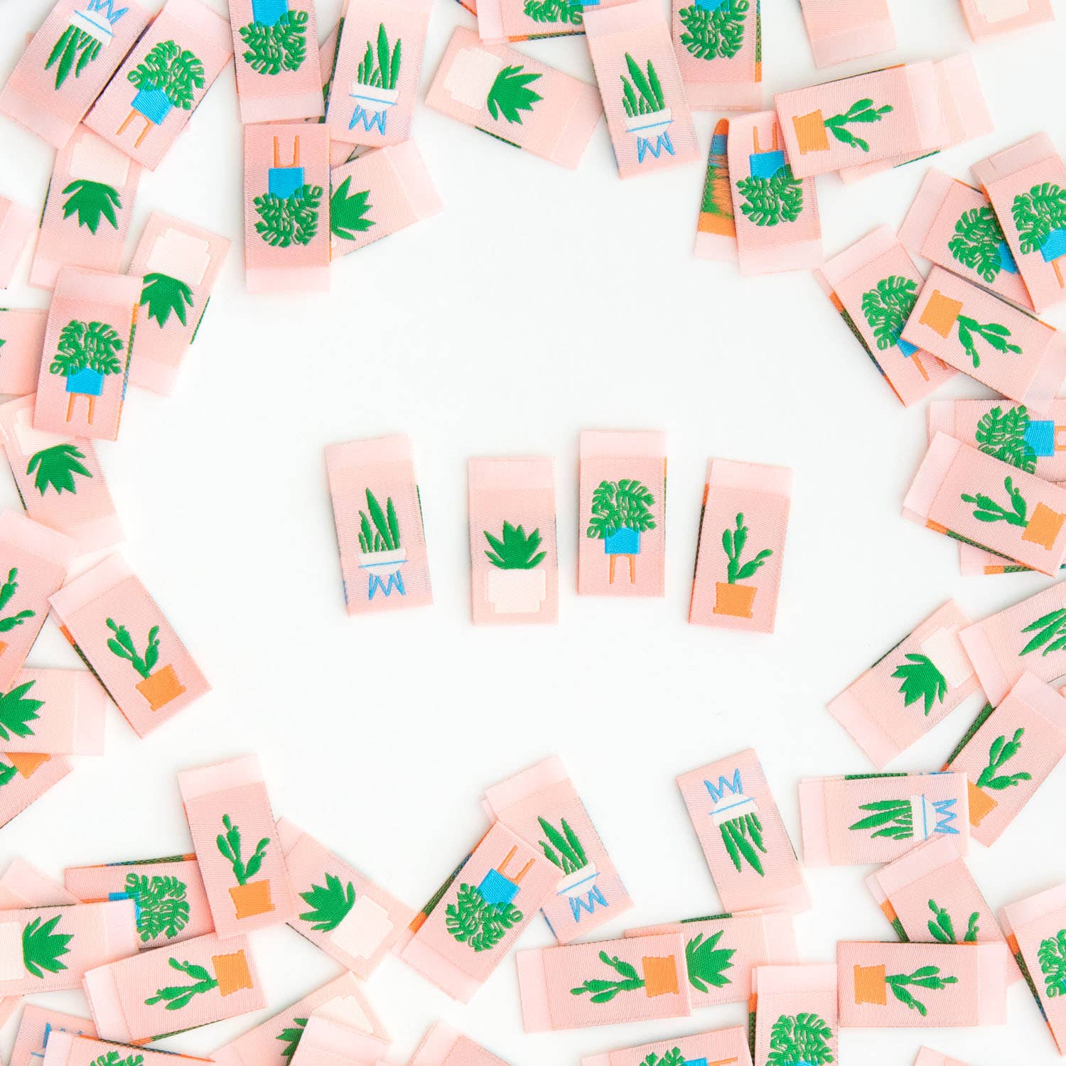 Houseplants Multipack -  Sewing Woven Clothing Label Tags - Boho Fabrics - Sew - in Labels