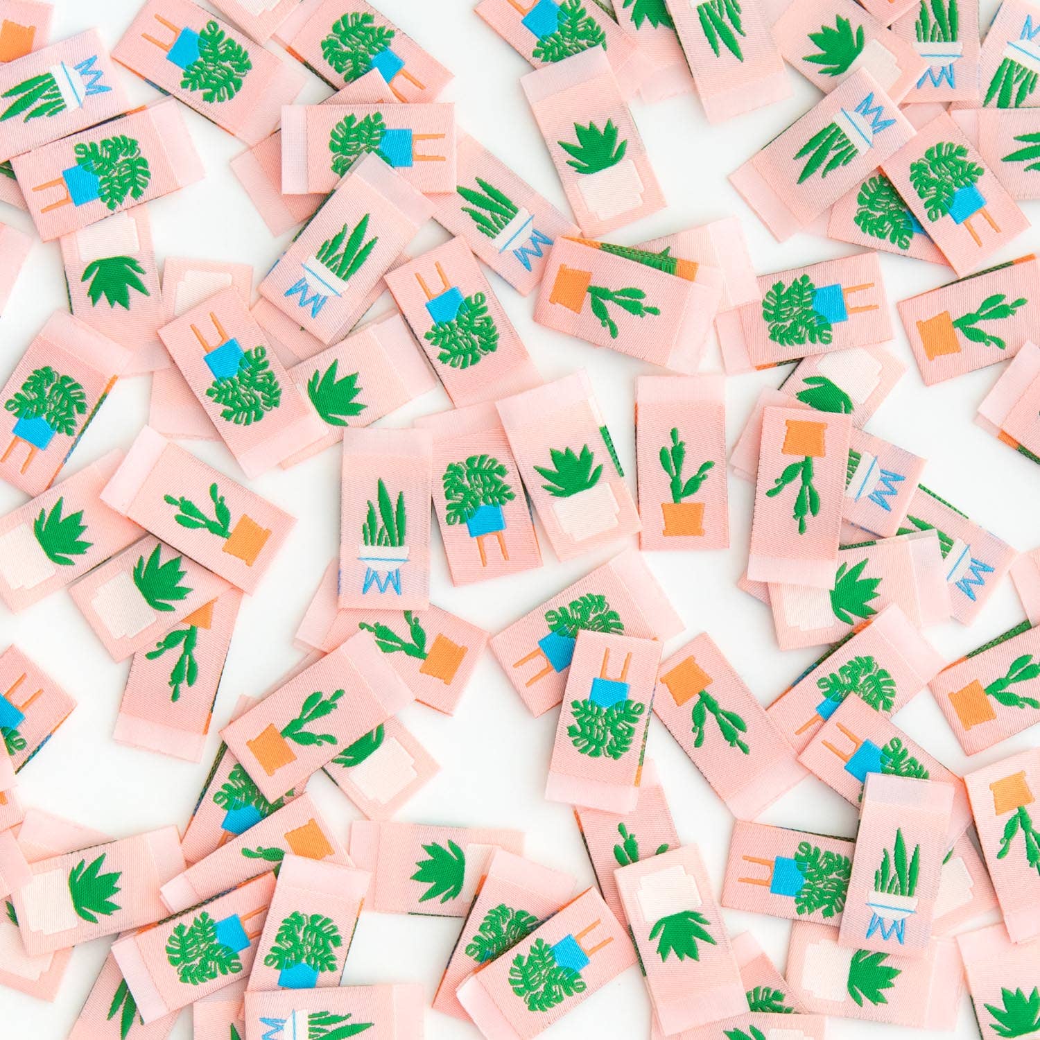 Houseplants Multipack -  Sewing Woven Clothing Label Tags - Boho Fabrics - Sew - in Labels