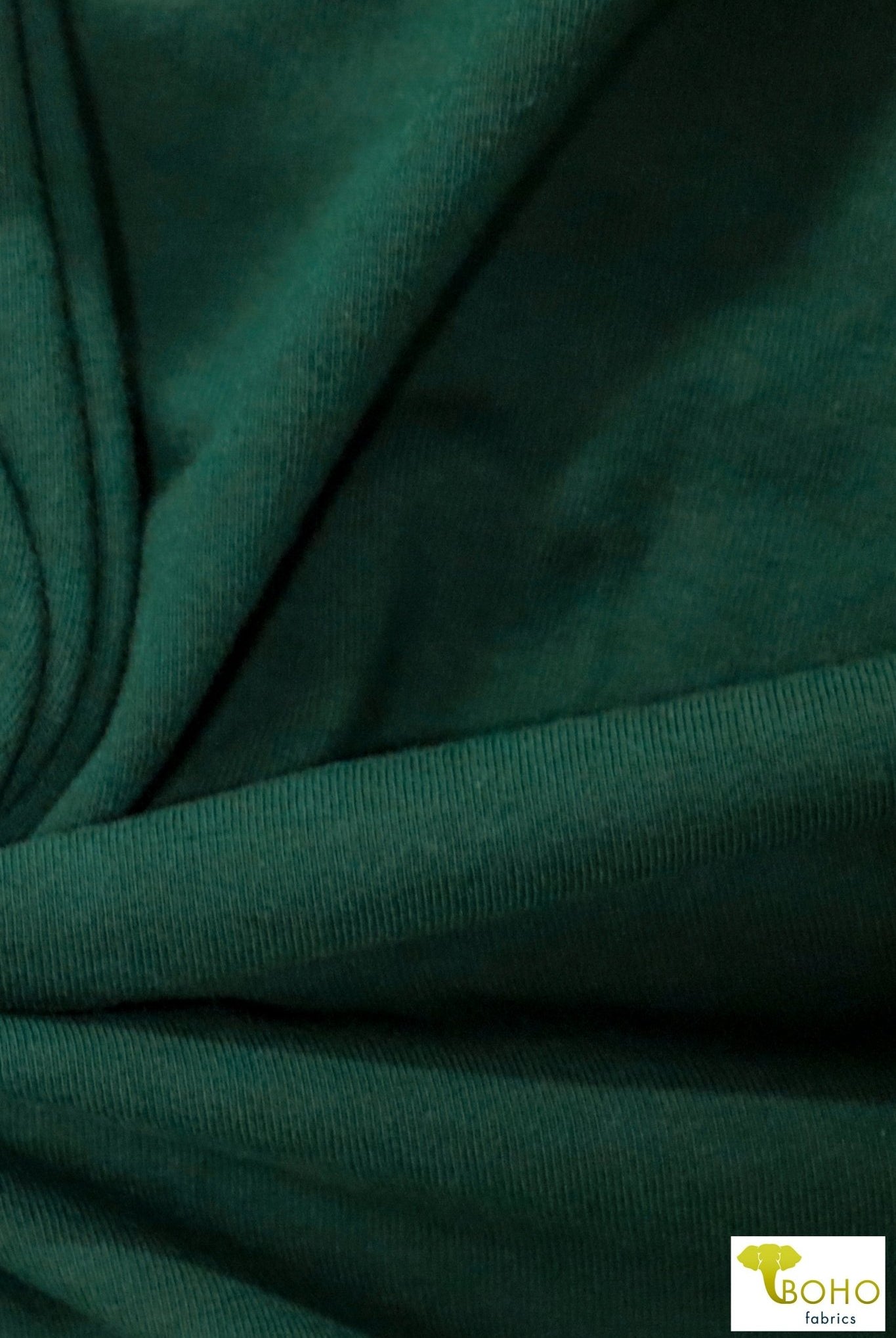 Hunter Green, Solid Cotton Spandex Knit Fabric, 10 oz. - Boho Fabrics