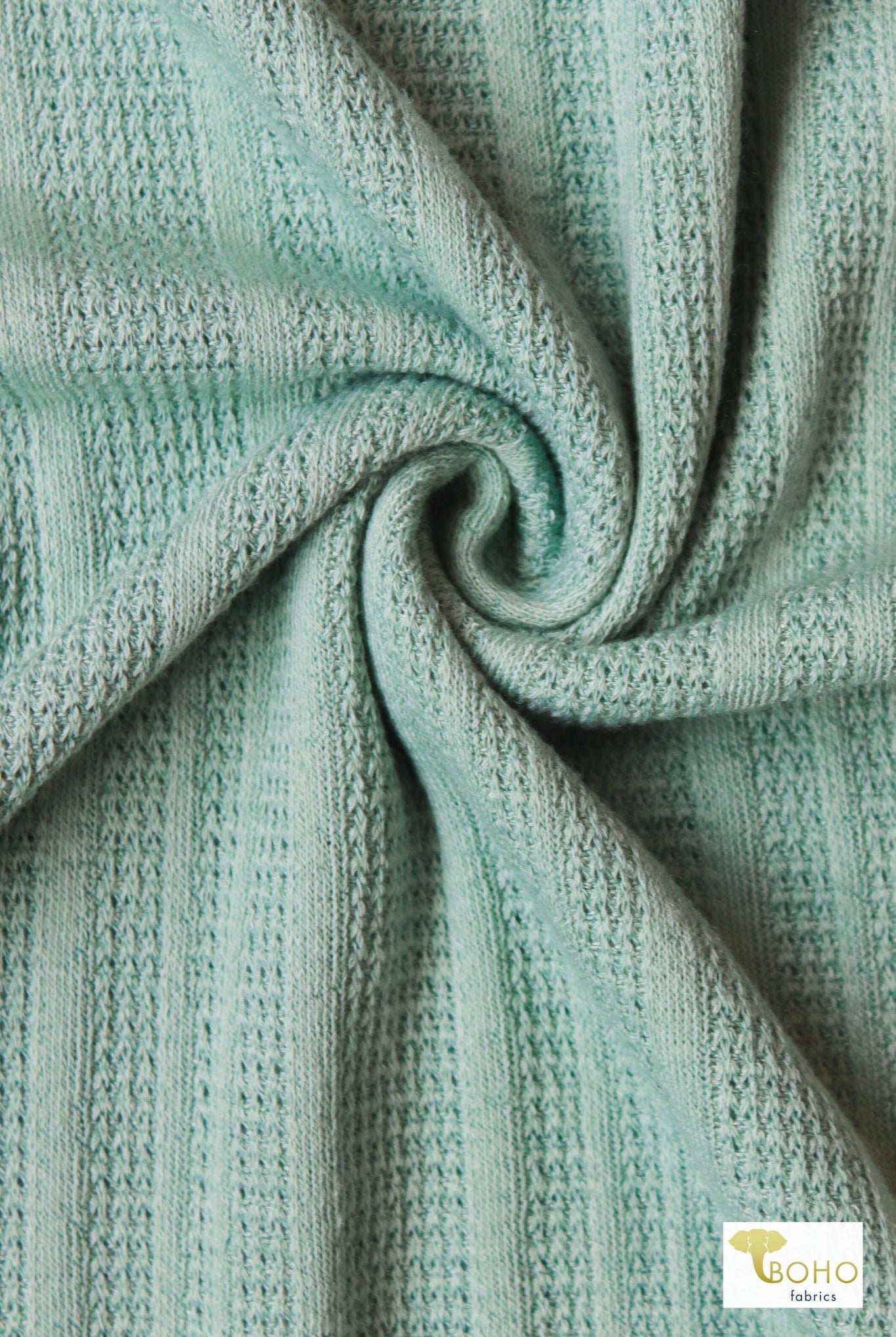 Iced Aqua, Pointelle Rib Knit - Boho Fabrics