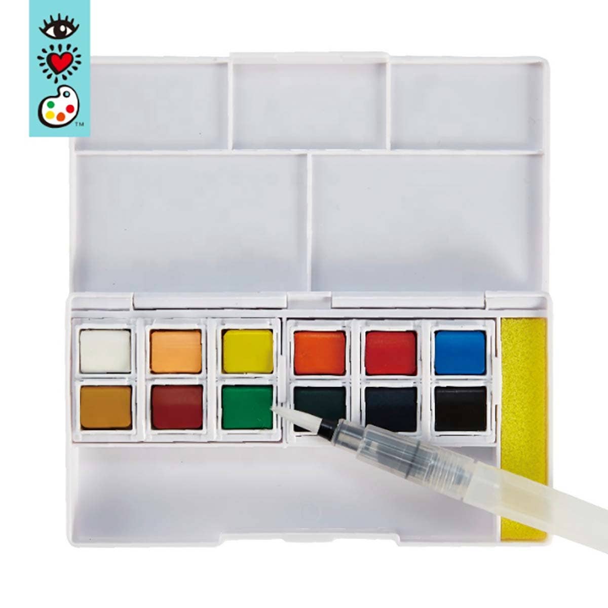 IHeartArt 12 Watercolors + Water Brush Pen - Boho Fabrics - 