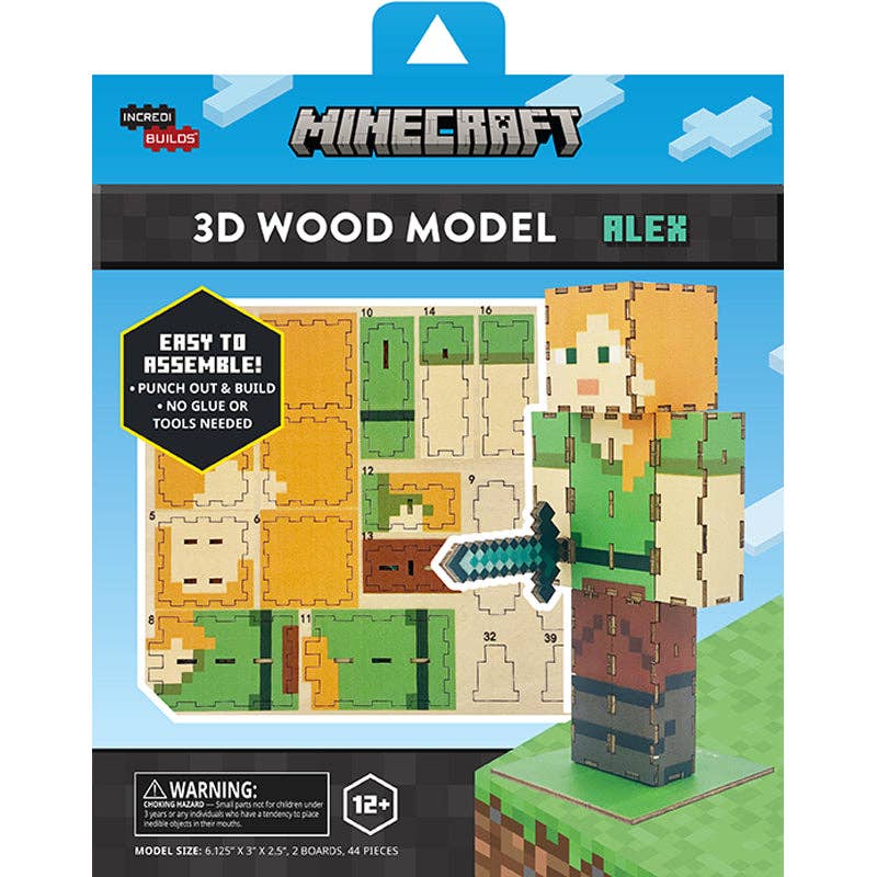 IncrediBuilds: Minecraft: Alex 3D Wood Model Kit - Boho Fabrics - Puzzles