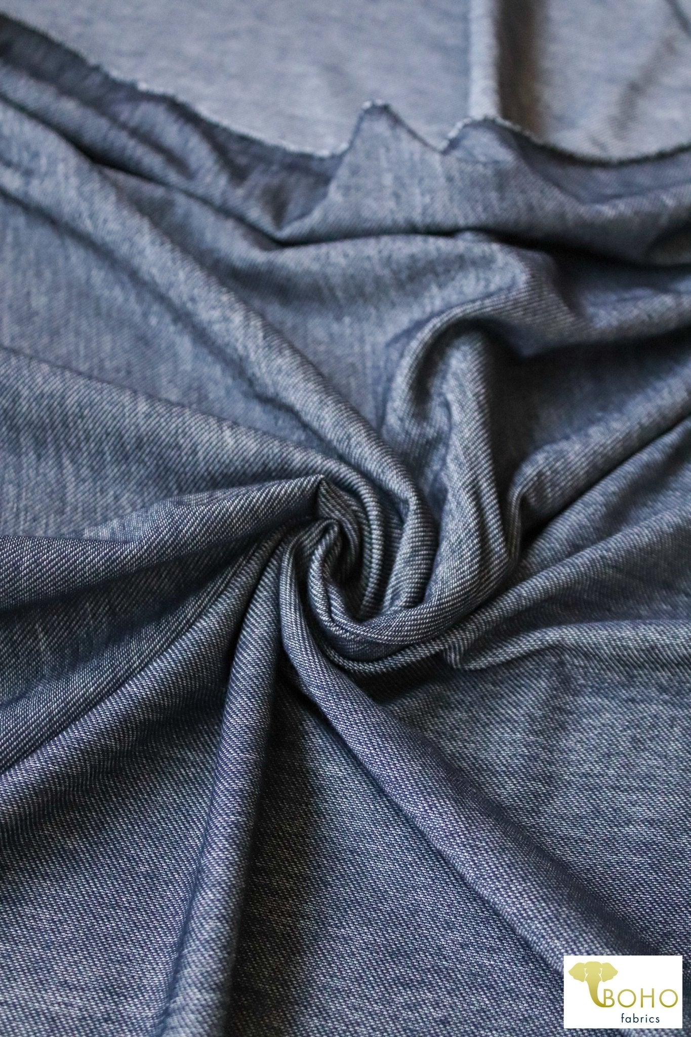 Indigo & White, Athletic Stretch Denim. ATH-134-BLU - Boho Fabrics