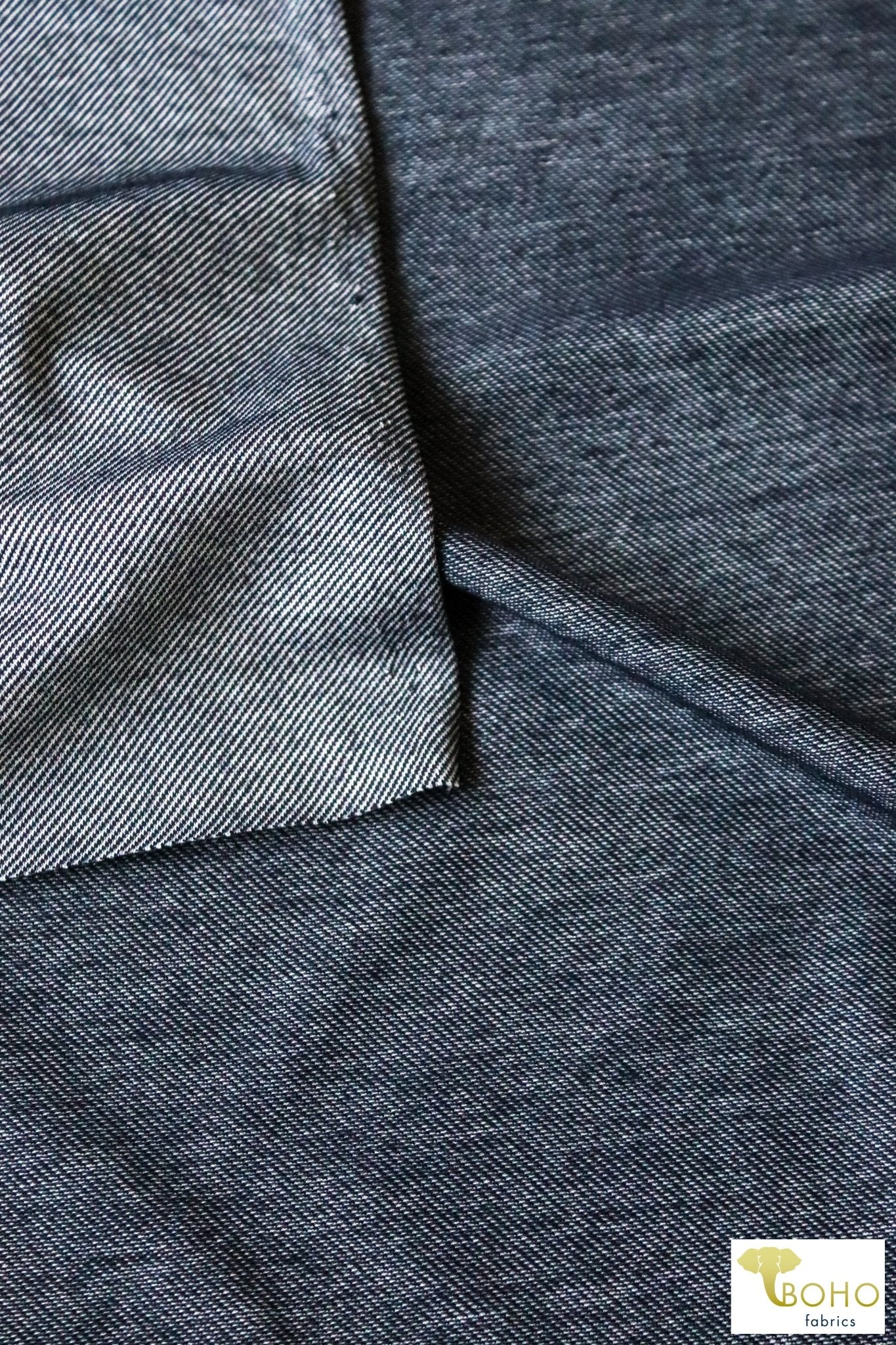 Indigo & White, Athletic Stretch Denim. ATH-134-BLU - Boho Fabrics