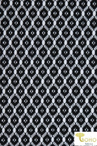 Infinite Diamonds in Black. Crochet Lace Fabric. WV-150-BLK - Boho Fabrics