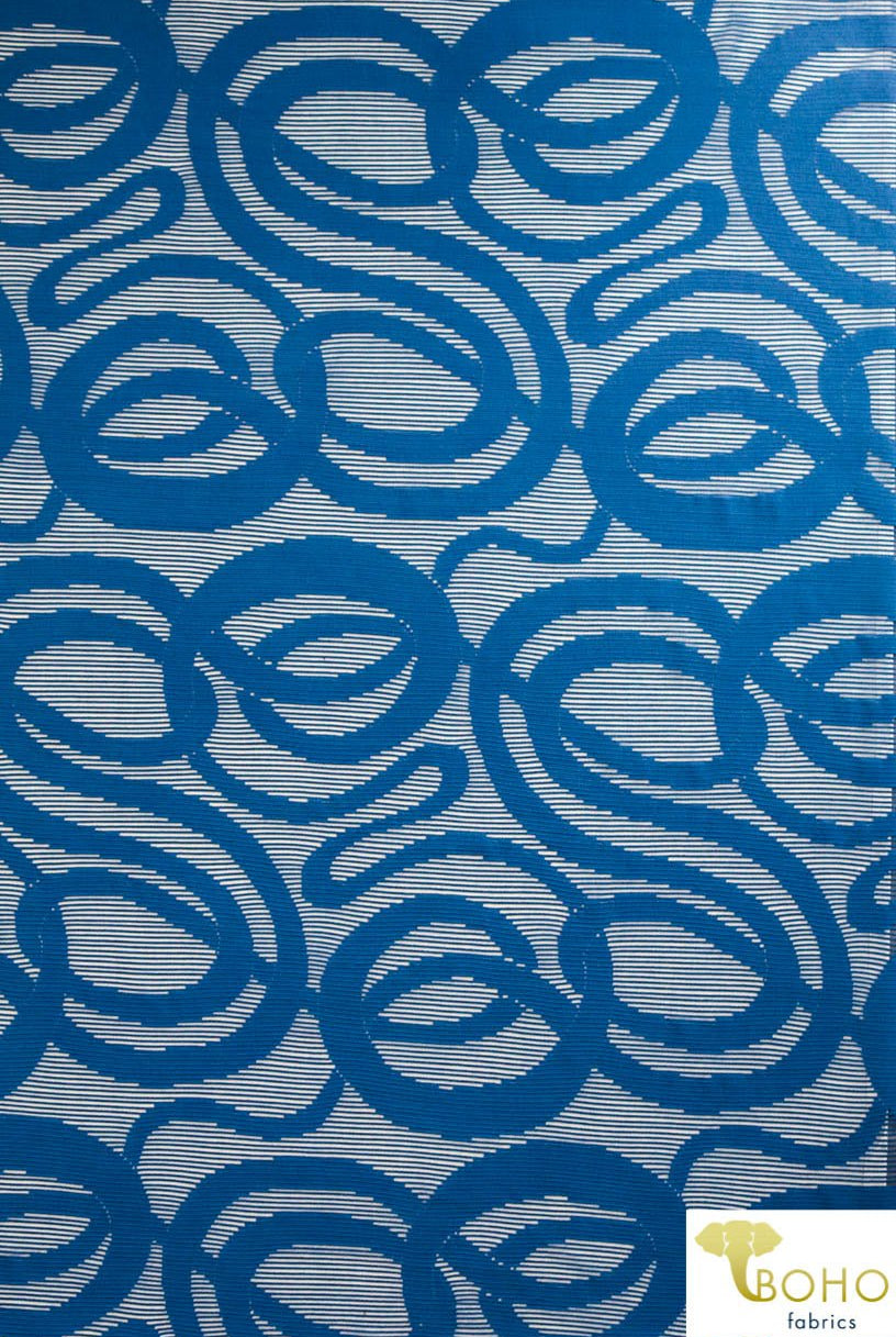 Infinity Swirls in Royal Blue. Burnout/"Rib" Textured Stretch Mesh Knit. SM-124 - Boho Fabrics