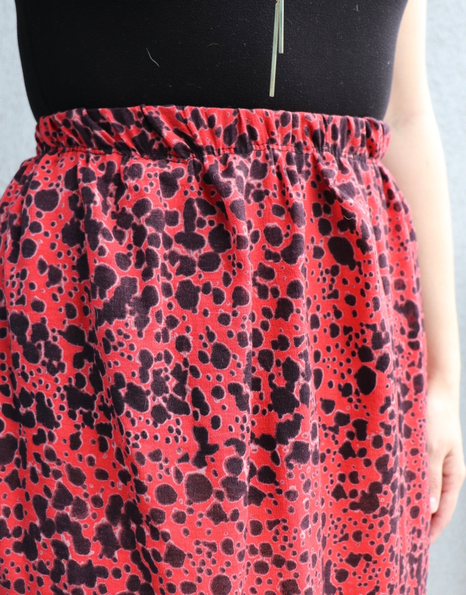 Ink Blot on Red. Woven Fabric. WV-108. - Boho Fabrics