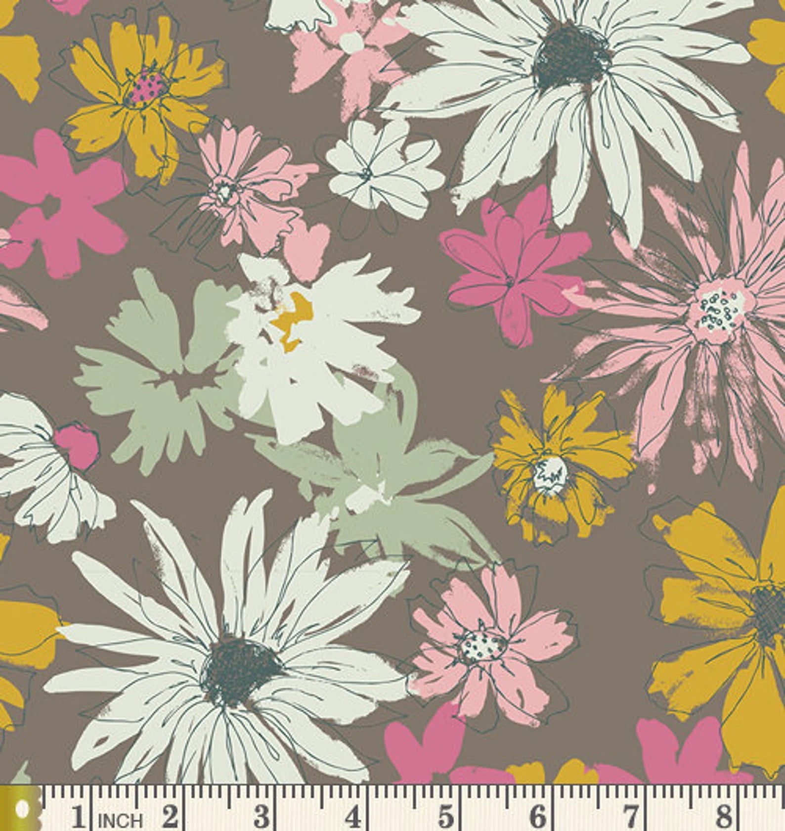 Ink Outburst Fresco. Sketchbook Collection by Sharon Holland. Art Gallery Cotton Woven Fabric. Sold by the Half Yard! - Boho Fabrics