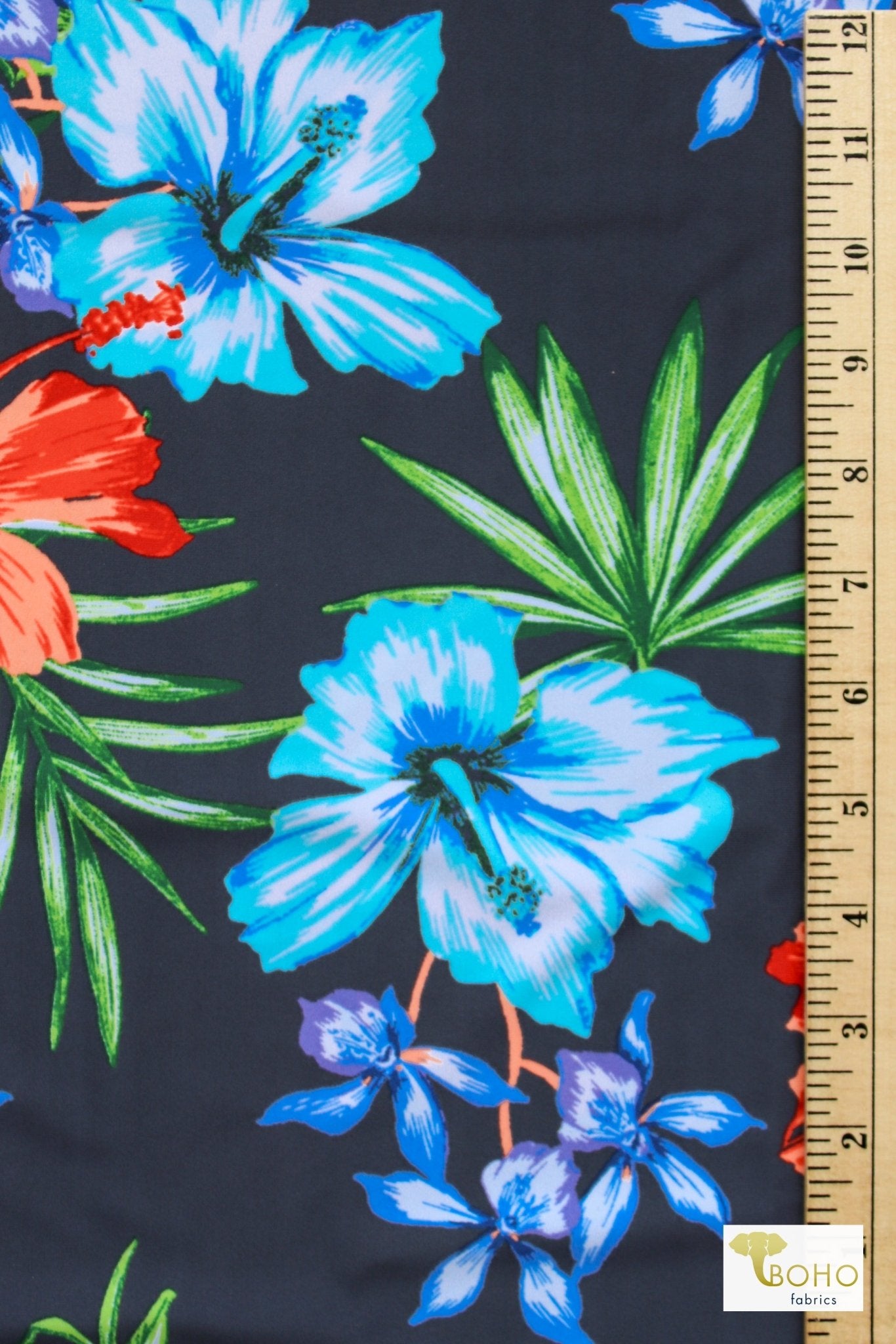 Island Hibiscus, Swim Knit Fabric - Boho Fabrics - Swim Knit, Printed Fabric