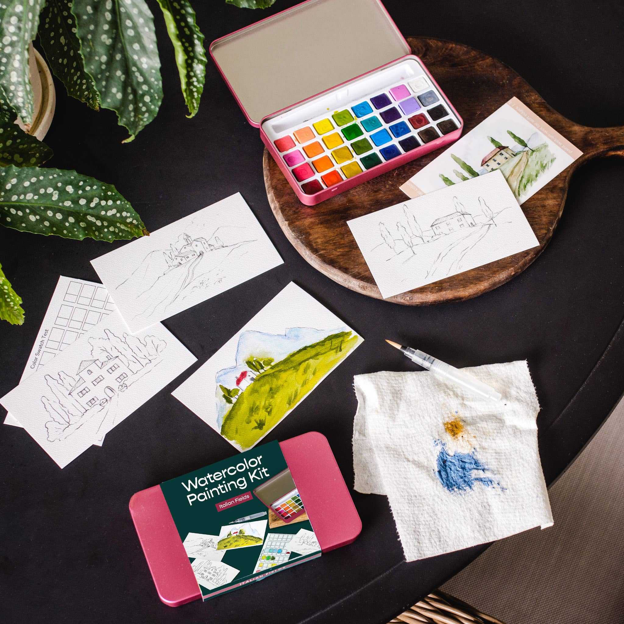 Italian Fields watercolor painting kit - Boho Fabrics - Painting Kits & Supplies