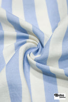 Ivory and Light Blue 3/4" Striped Linen Woven Fabric - Boho Fabrics - Woven, Fabric